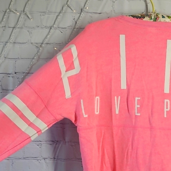 2013 Victoria's Secret PINK Oversized Logo Spellout Long Sleeve Tee Womens Sz M - Picture 12 of 16